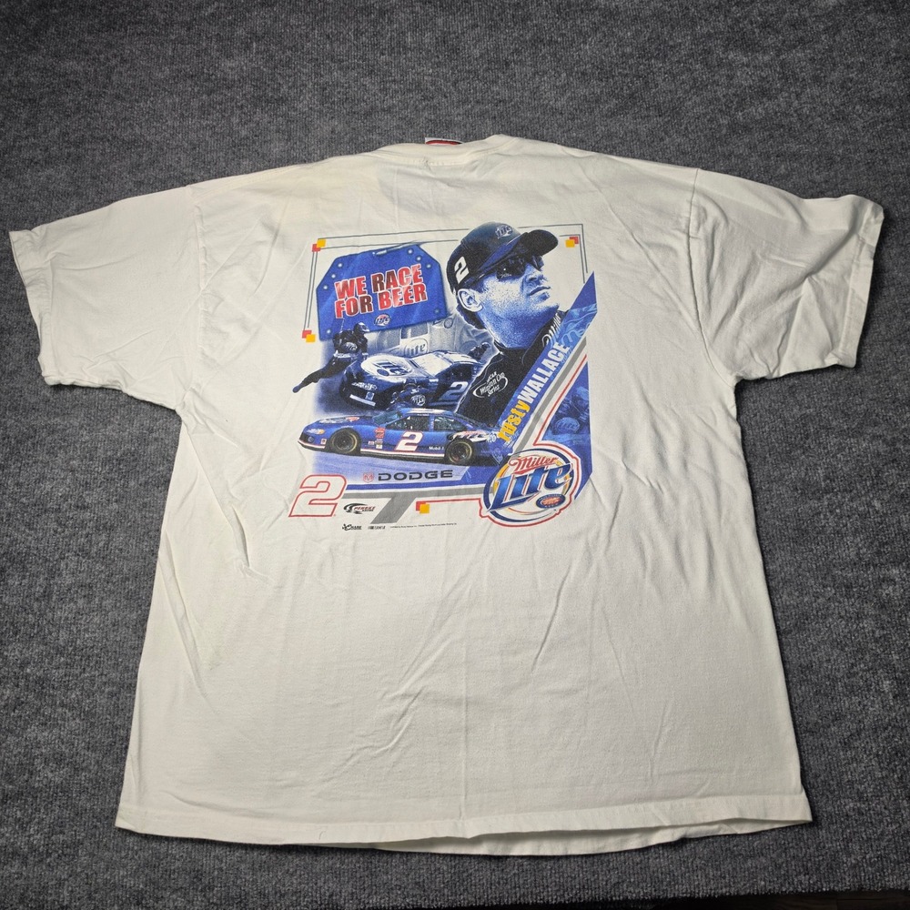 Vintage Chase Authentics Rusty Wallace Miller Lite We Race For Beer T-Shirt L